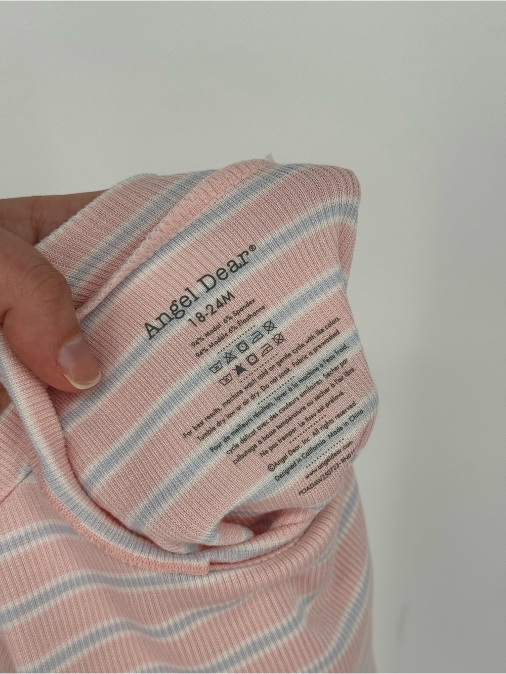 Angel Dear NWT Long Sleeve Ruffle Neck Pink Blue Stripe 18-24M Elevated Basic - Picture 4 of 4
